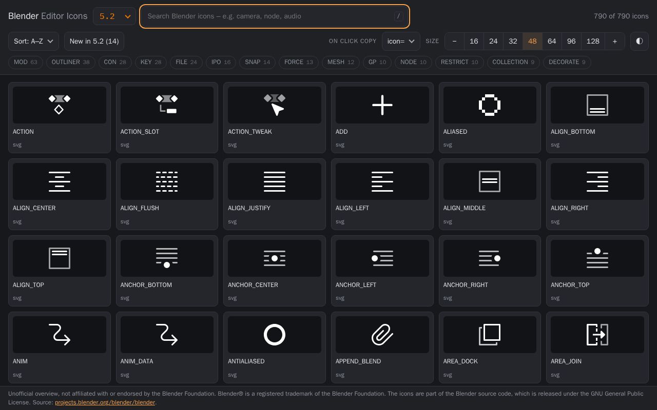Preview of Blender Editor Icons