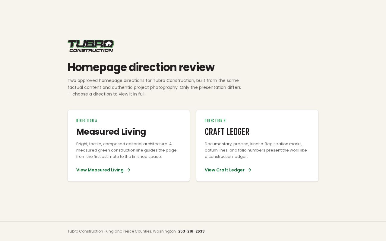 Preview of Tubro Construction website