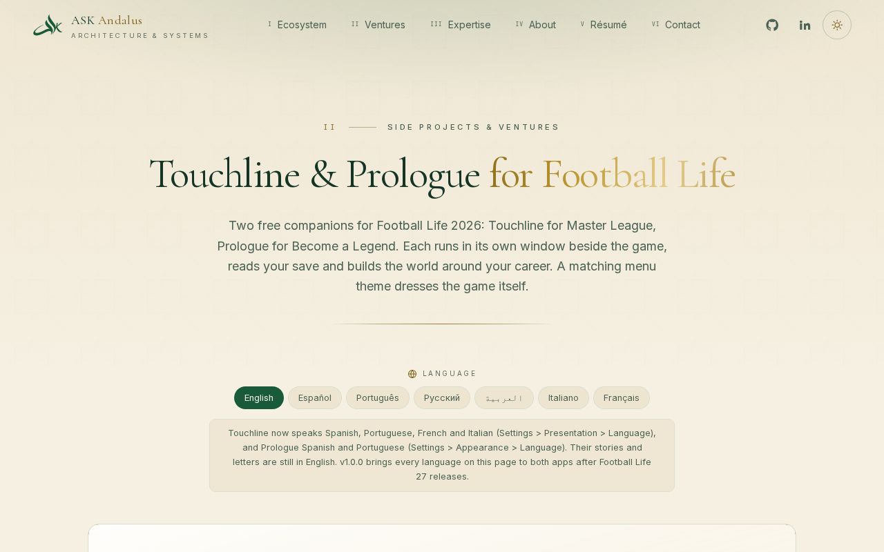 Preview of Touchline & Prologue for Football Life 2026