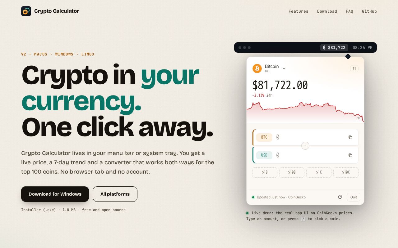 Preview of Crypto Calculator