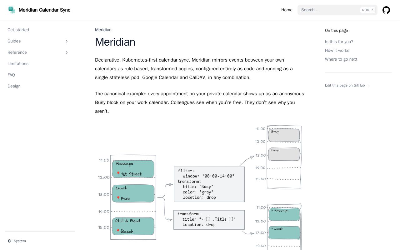 Preview of Meridian Calendar Sync