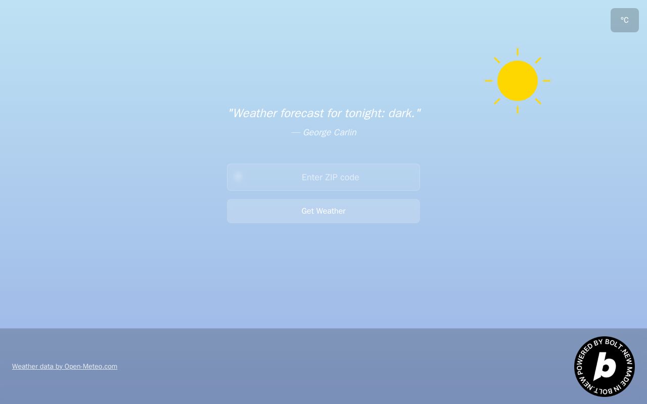 Preview of Weather View, a Bolt One Shot Prompt Application