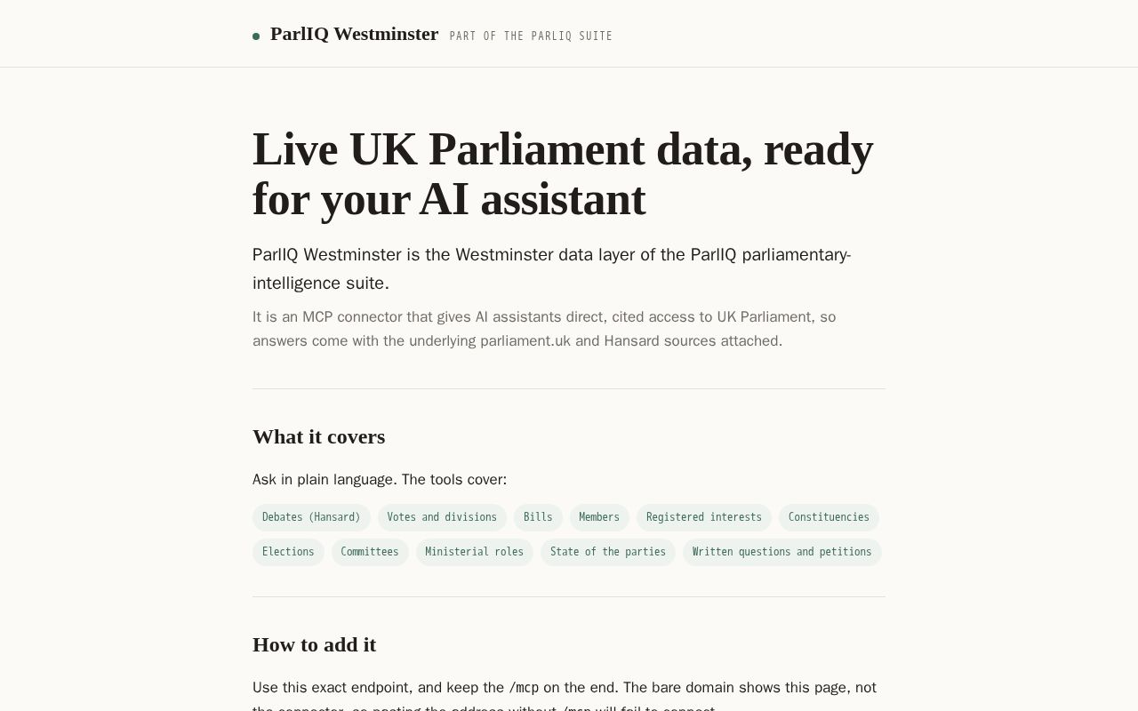 Preview of Hansard Mcp