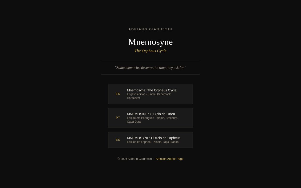 Preview of Official site of Adriano Giannesin — MNEMOSYNE: The Orpheus Cycle