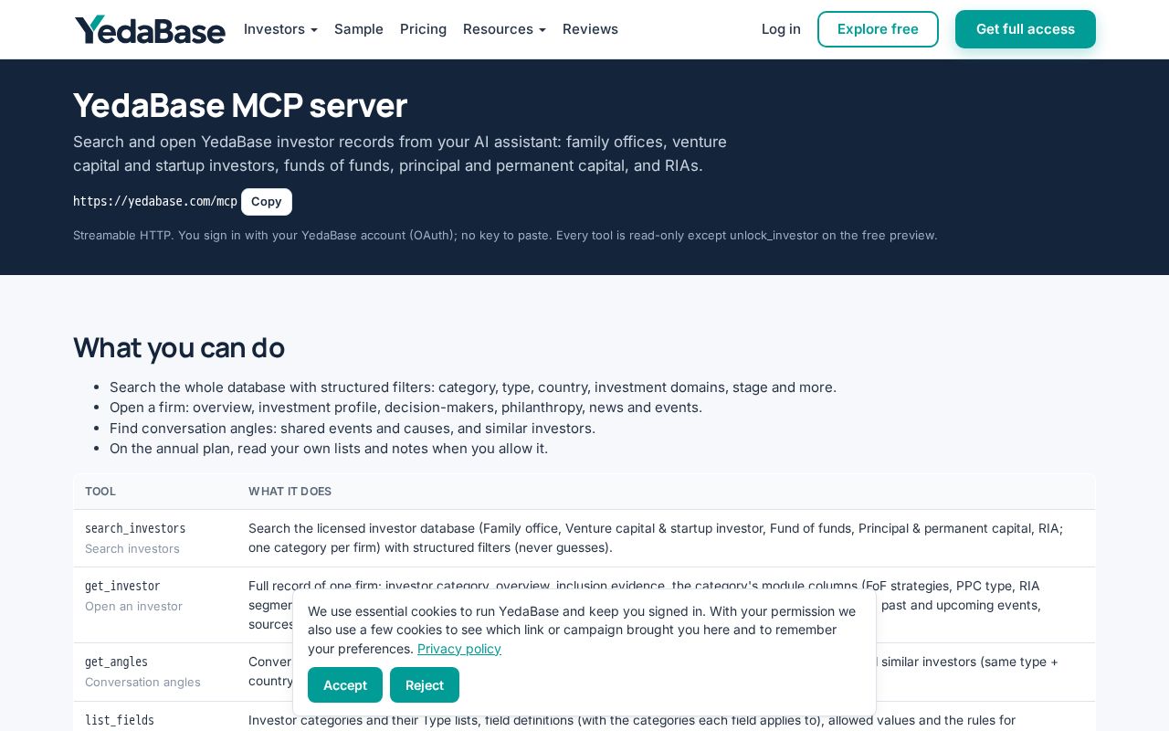 Preview of Yedabase Mcp