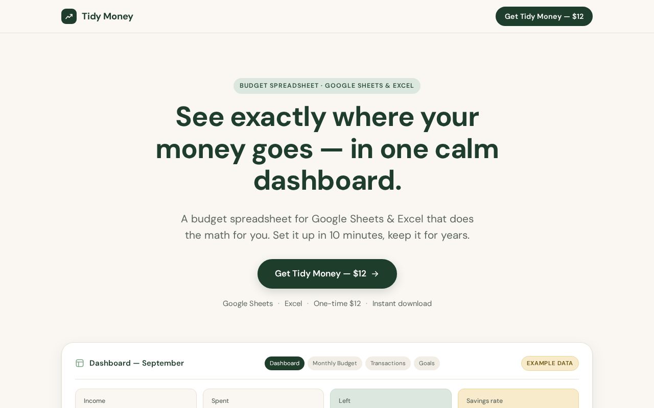 Preview of Tidy Money