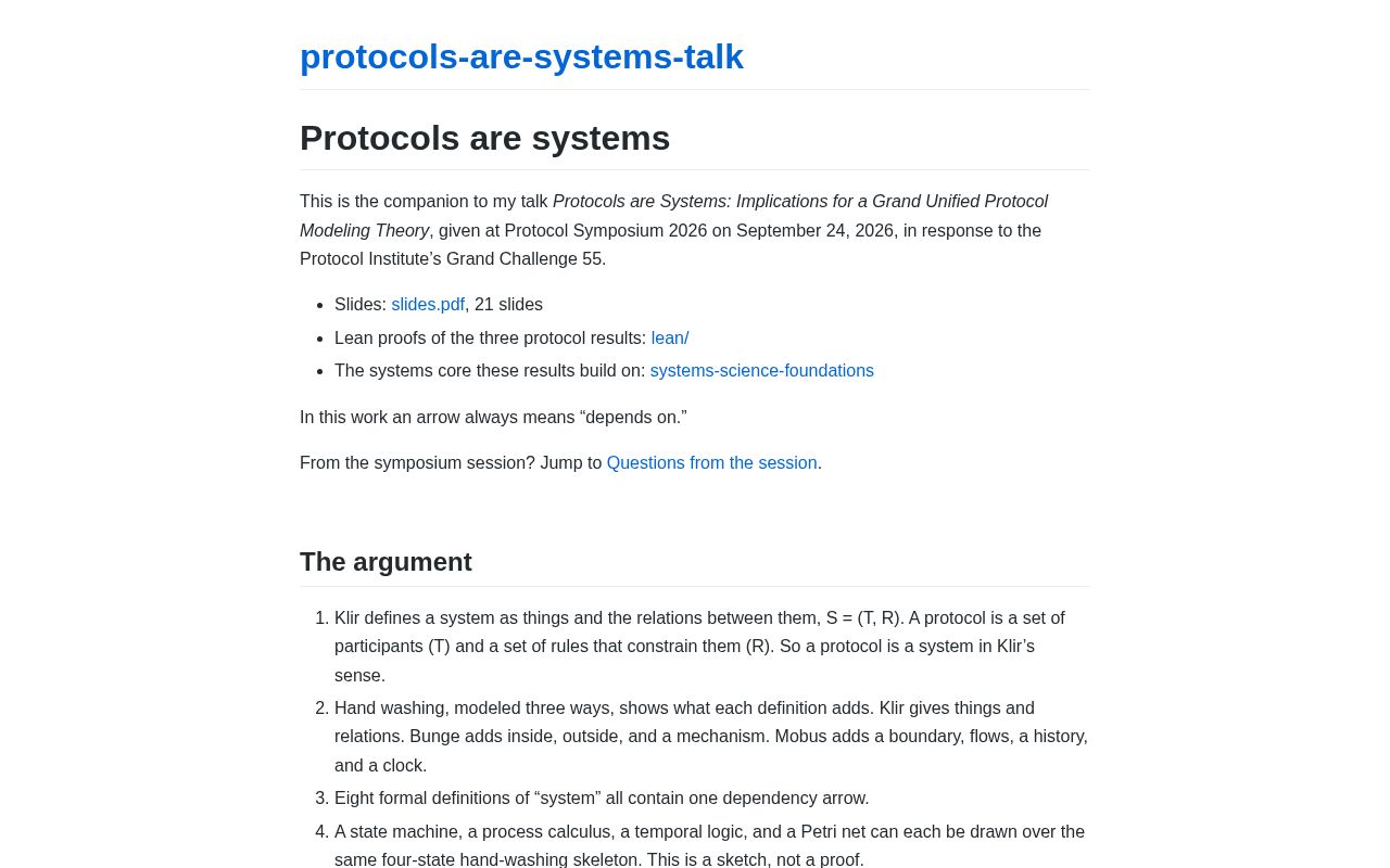 Preview of Protocols Are Systems Talk