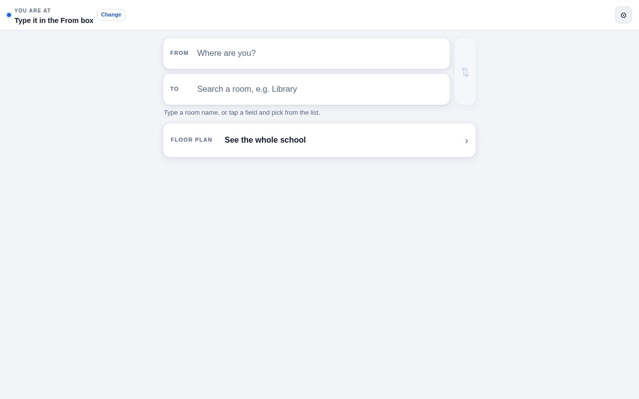 Preview of School wayfinding: scan a placard, search a room, get walked there
