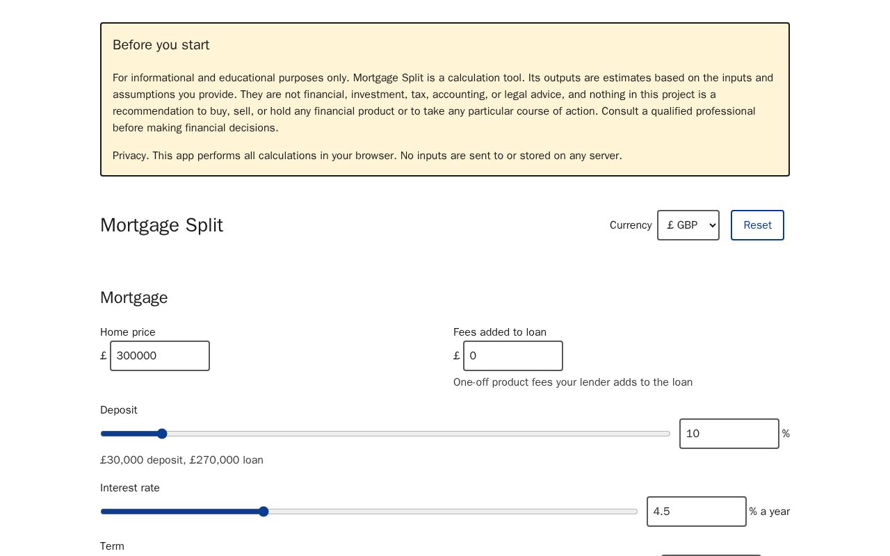 Preview of Shared Amortization Calculator