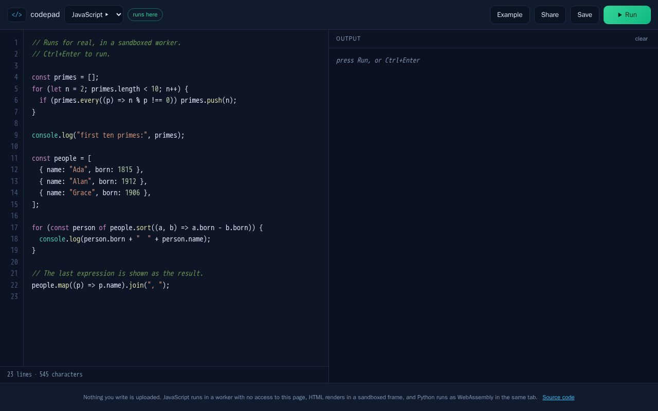 Preview of Codepad