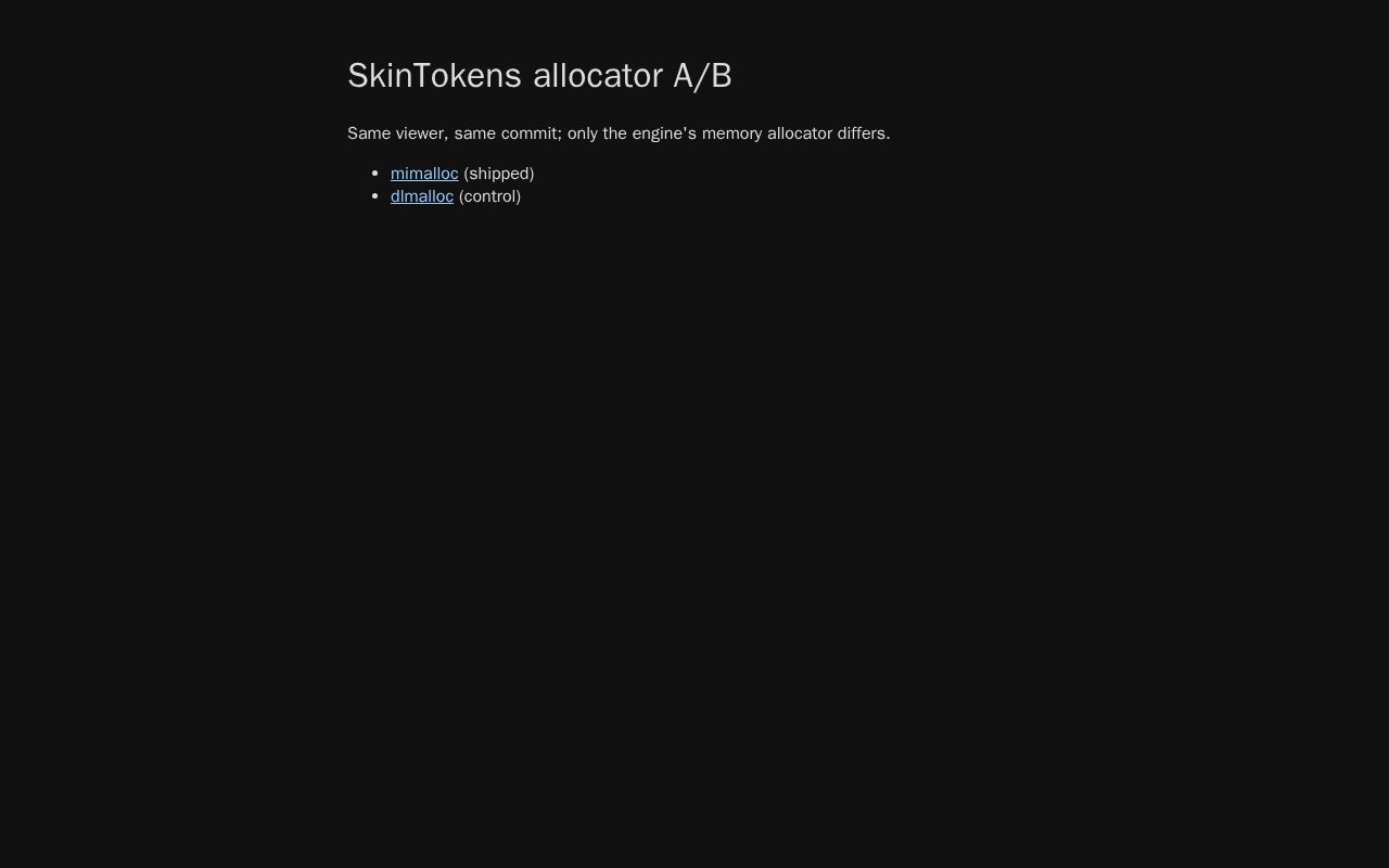 Preview of SkinTokens allocator A/B