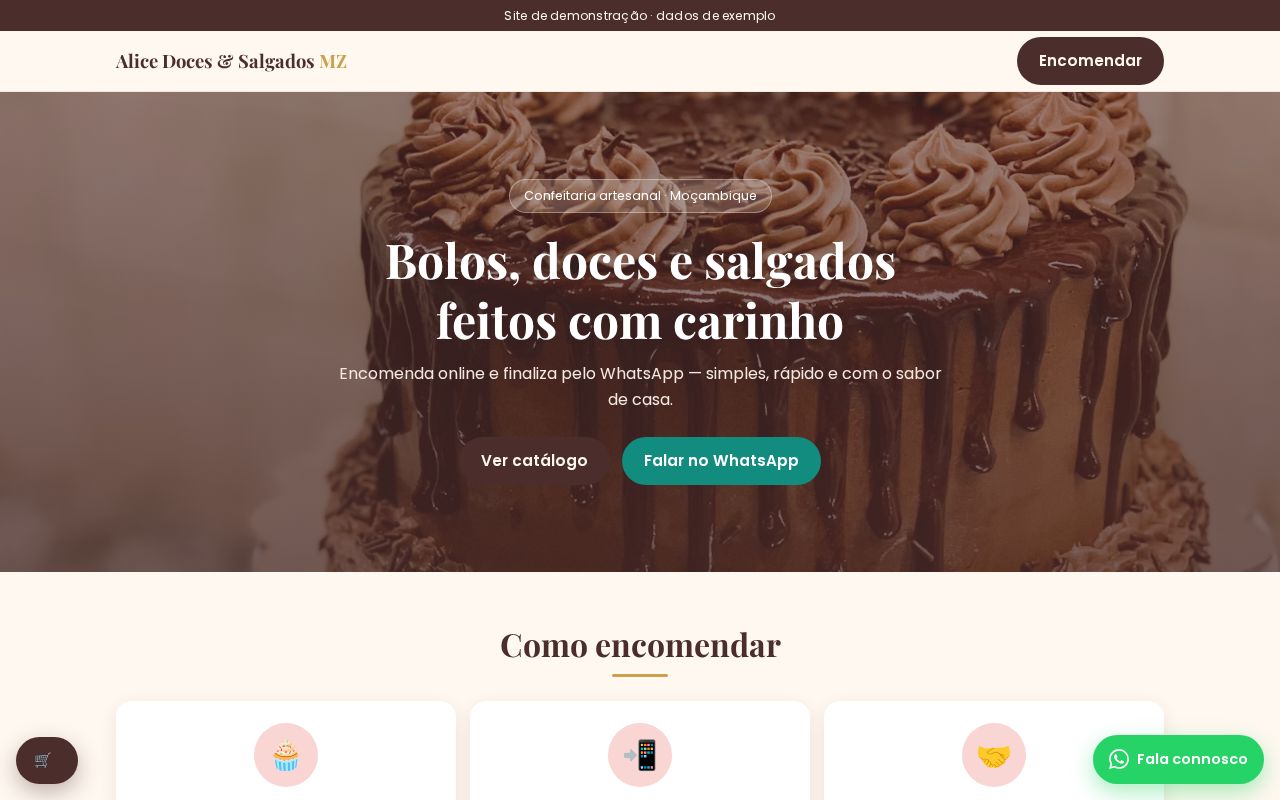 Preview of Alice Doces & Salgados MZ — Demonstração