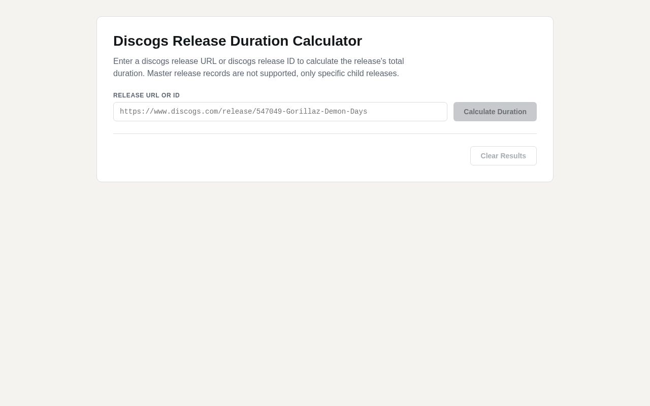 Preview of Discogs Duration