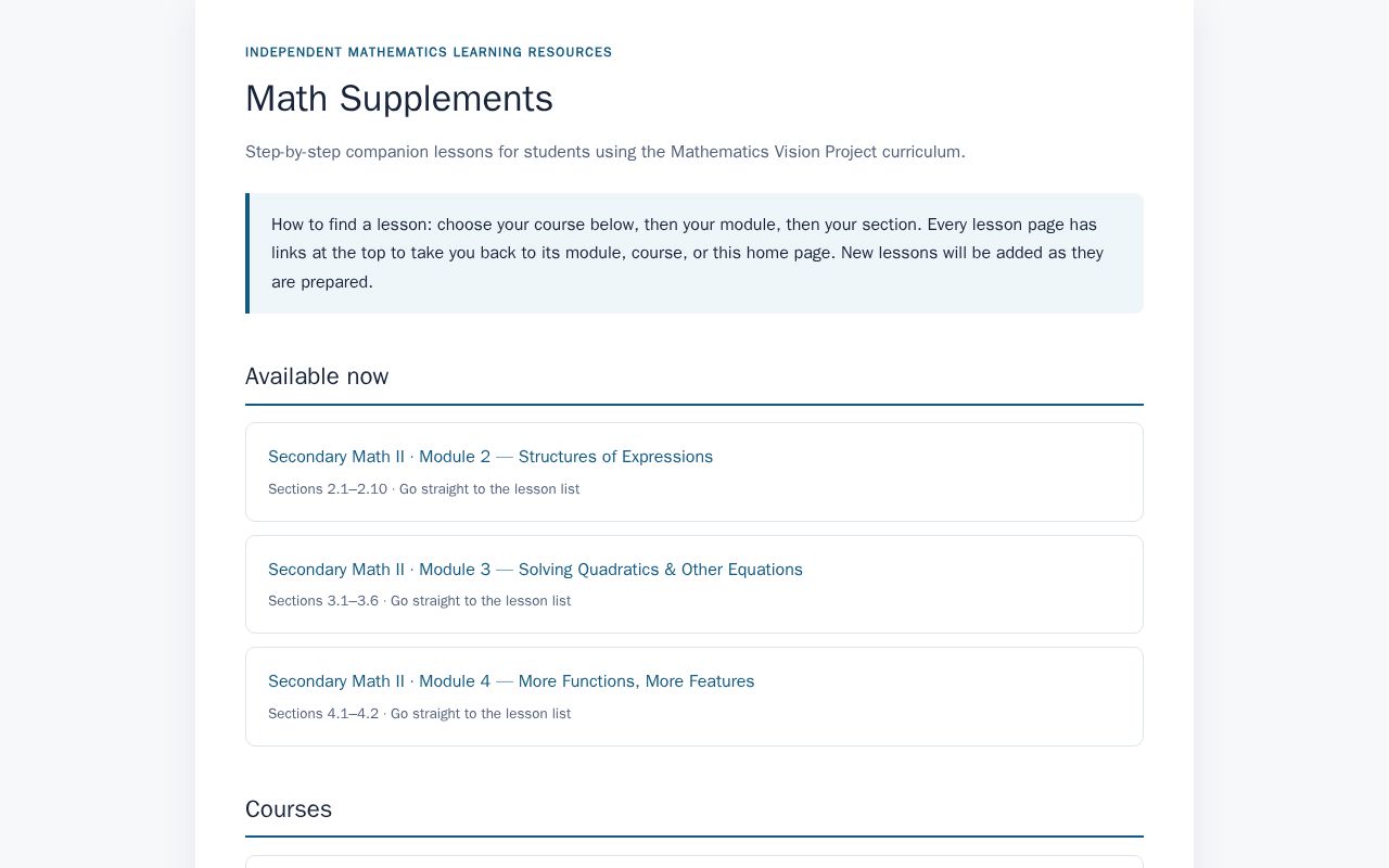Preview of Mvp Math Supplements