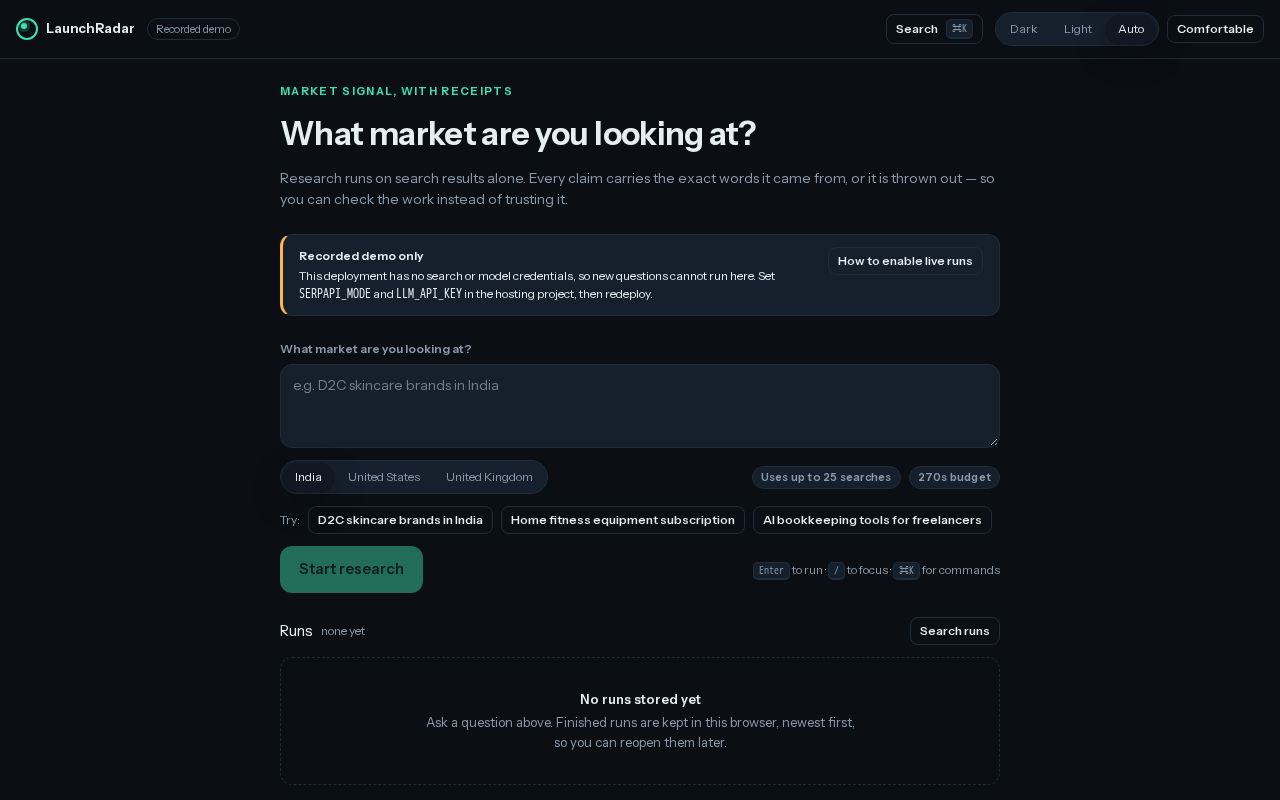 Preview of Launchradar