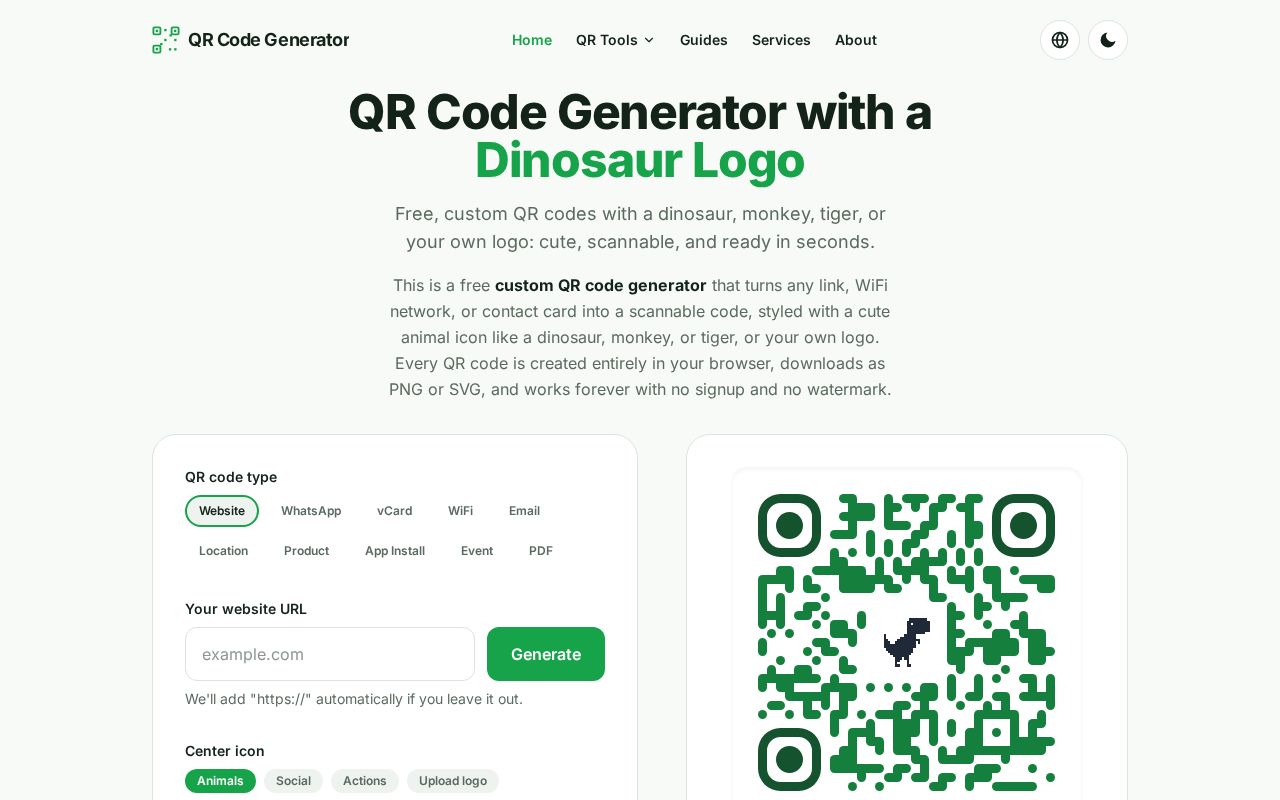 Preview of QR Code With Dinosaur