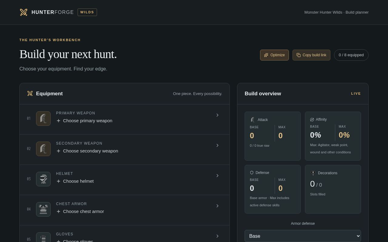 Preview of Monster Hunter Wilds Build Planner