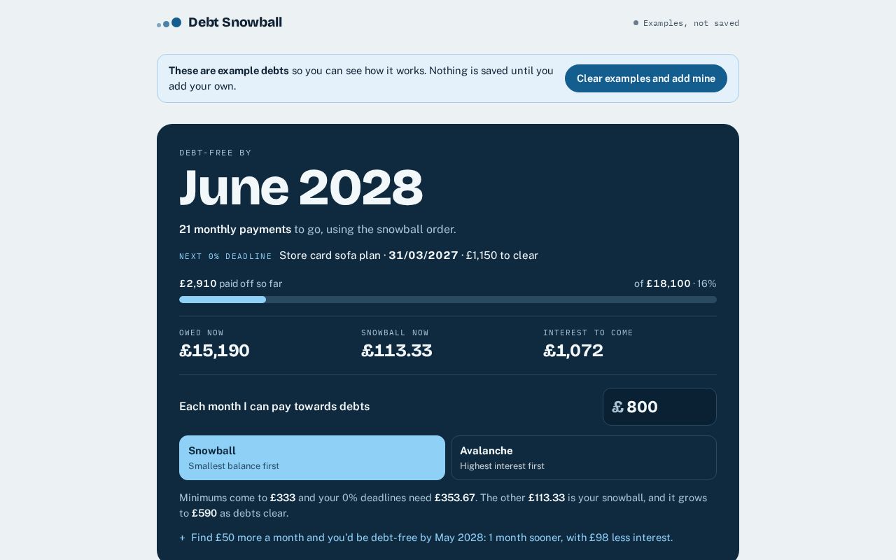 Preview of Debt Snowball