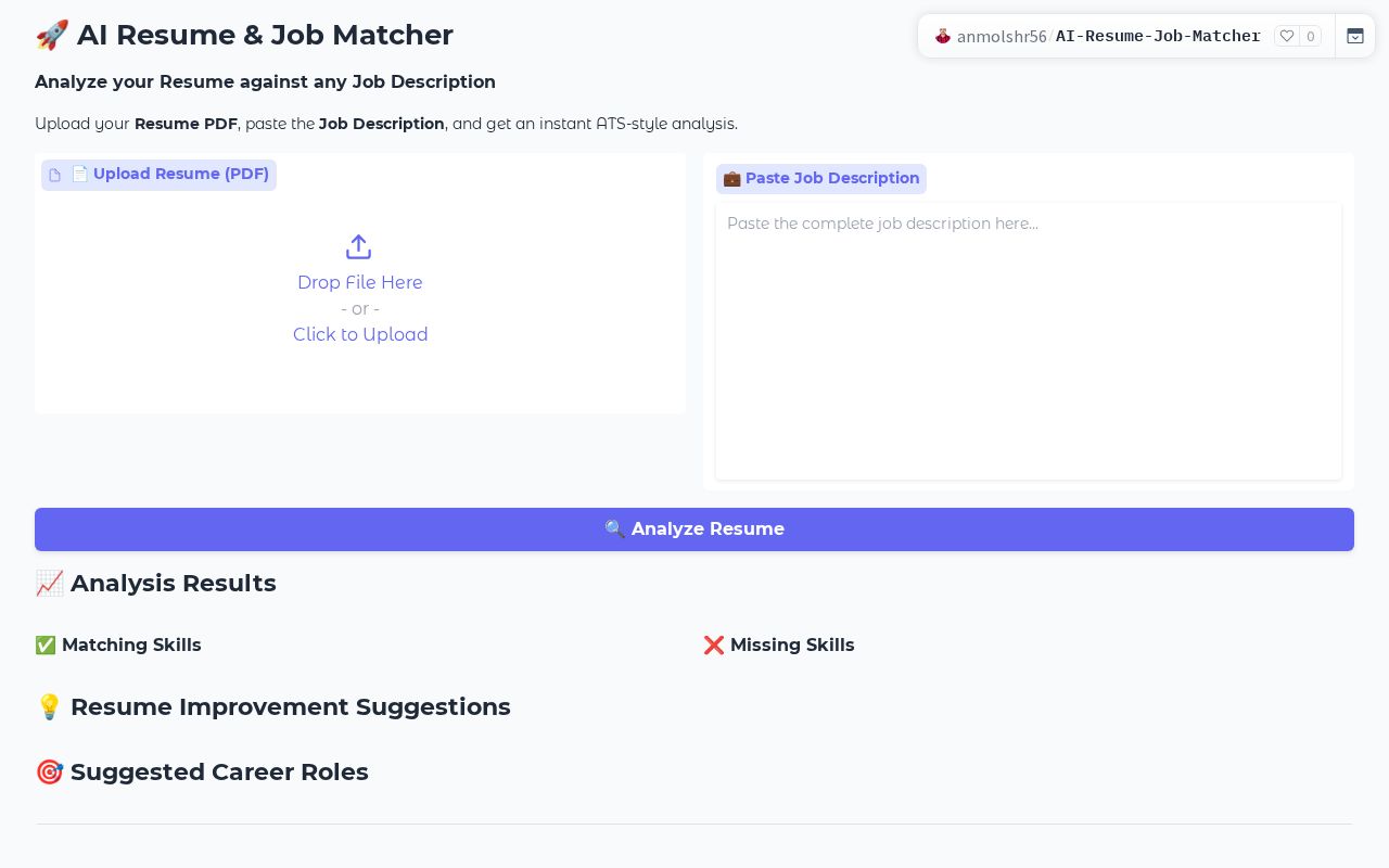 Preview of AI Resume Job Matcher