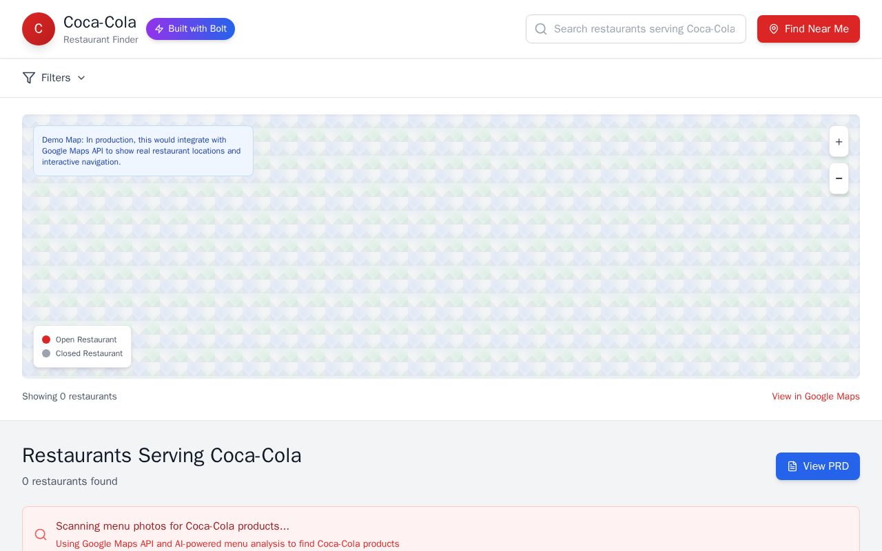 Preview of Coca-cola Restaurant Finder