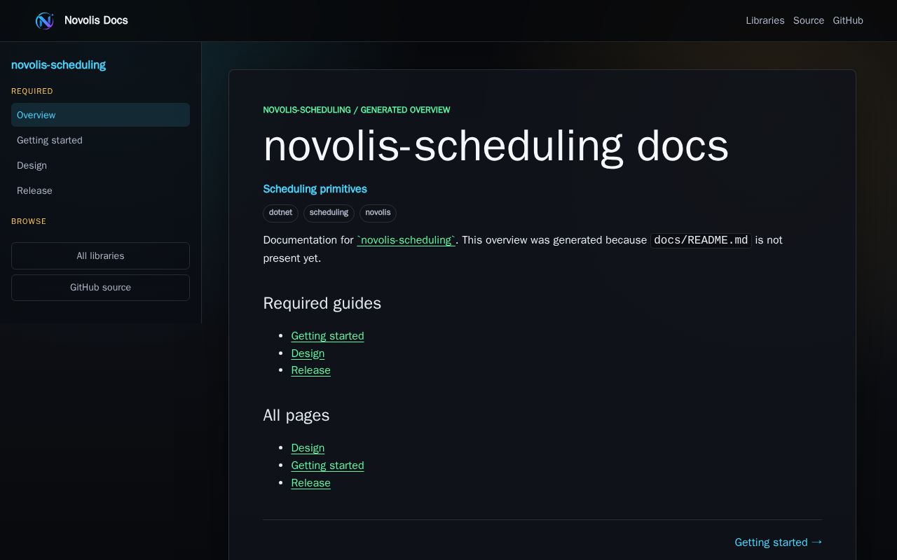 Preview of novolis-scheduling docs