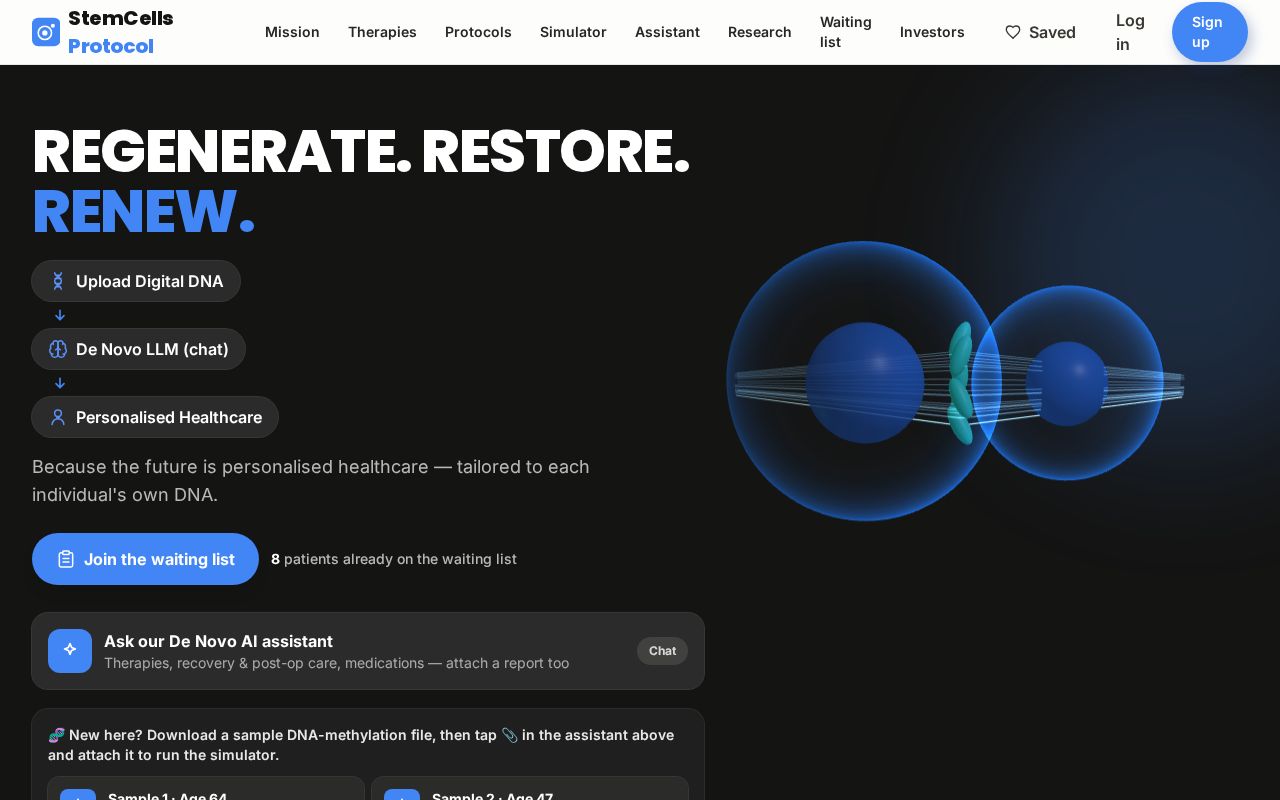 Preview of A stemcells therapies hospital webapp
