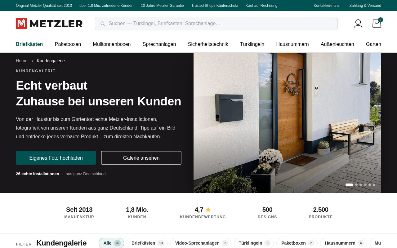 Preview of Metzler Kundengalerie - enhanced customer-photo page redesign prototype (self-contained).