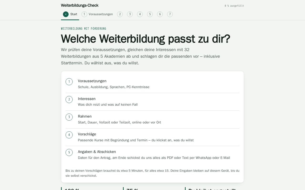 Preview of Weiterbildungs Check