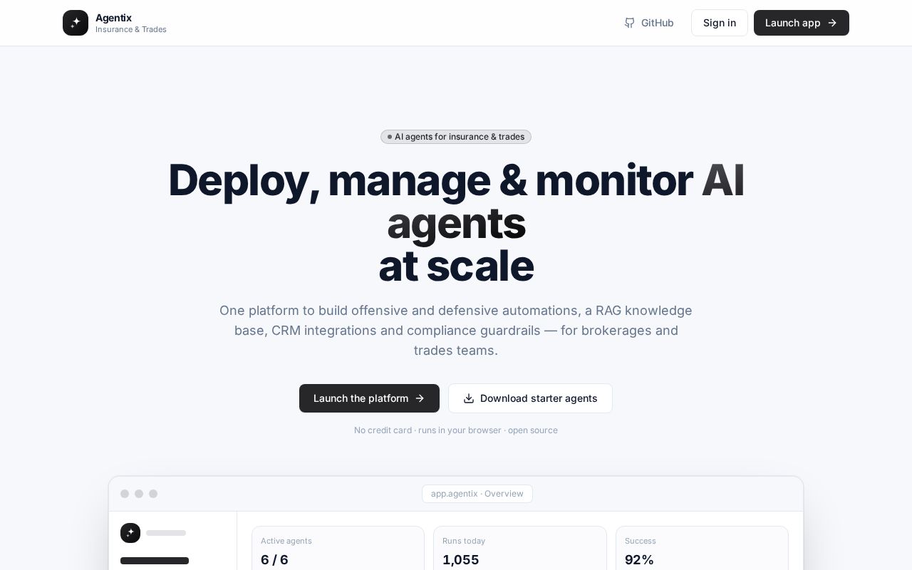 Preview of Agentix Platform