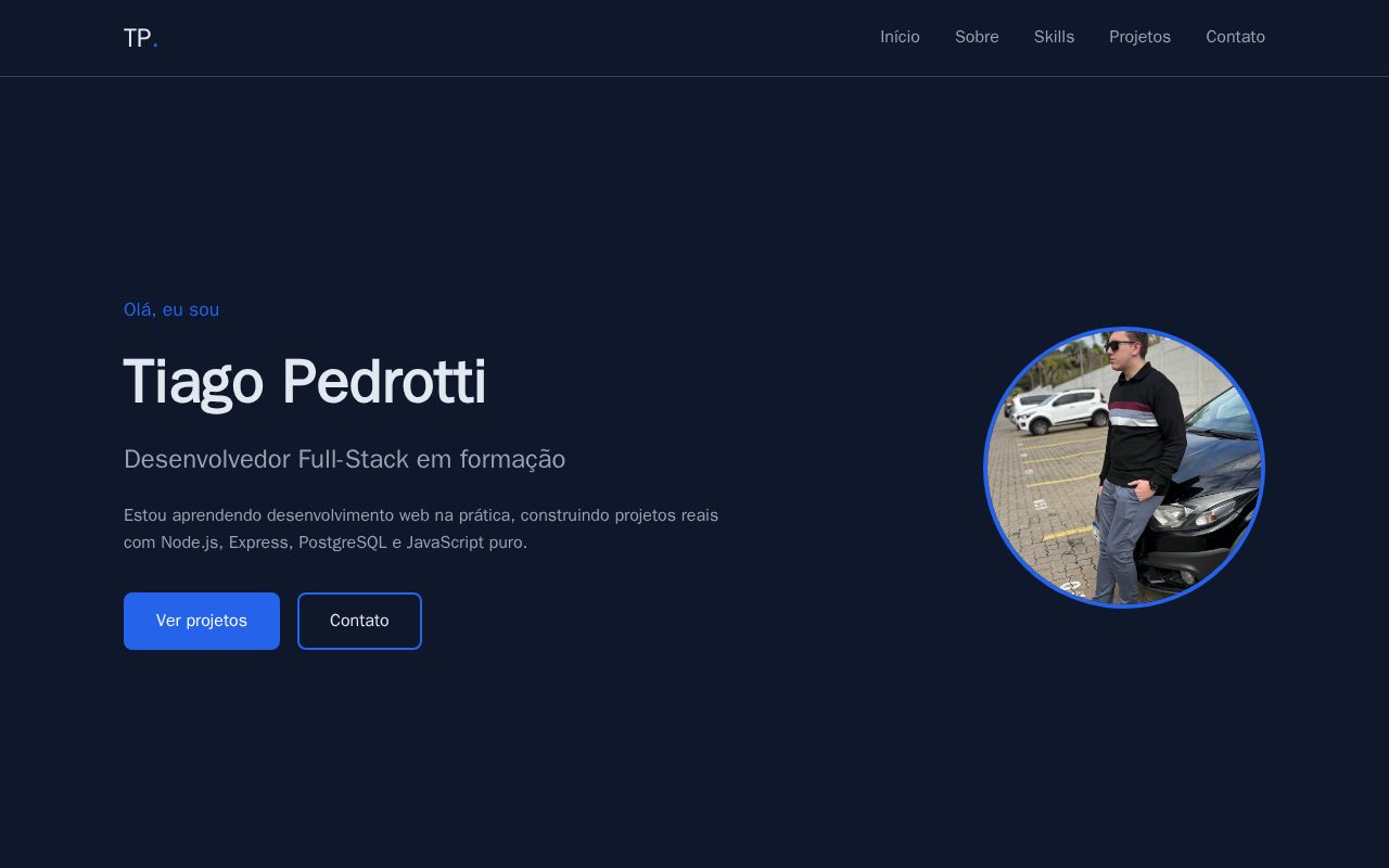 Preview of Portfólio pessoal — desenvolvedor Full-Stack em formação