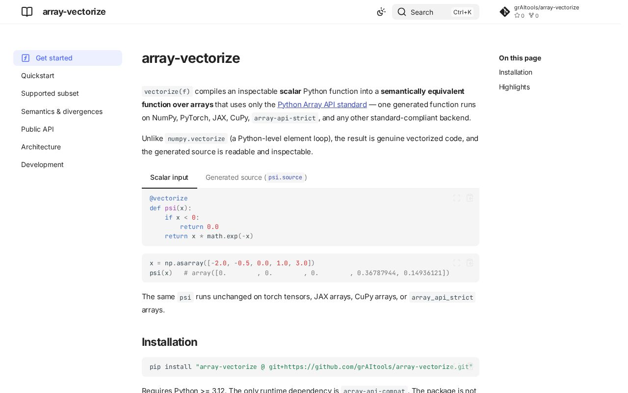Preview of Array Vectorize