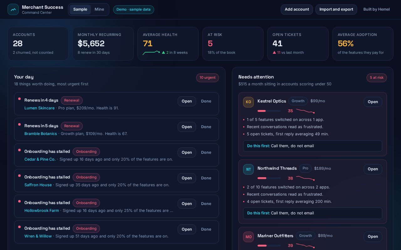 Preview of Merchant Success Command Center