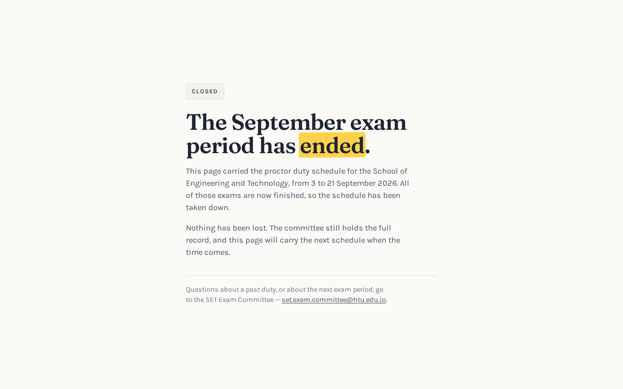 Preview of SET Exam Proctors