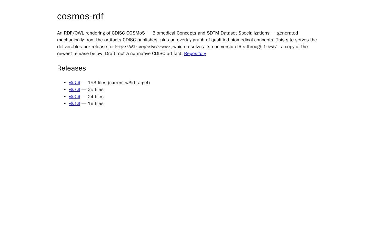 Preview of cosmos-rdf releases