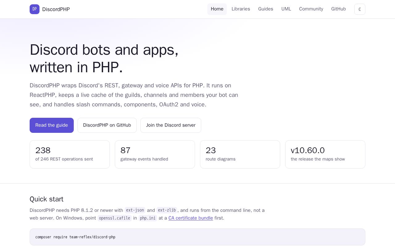 Preview of DiscordPHP Org