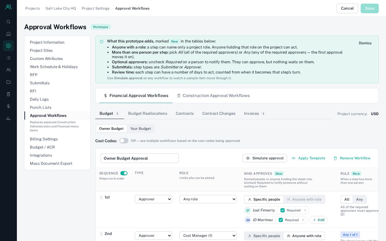 Preview of Approval Workflow
