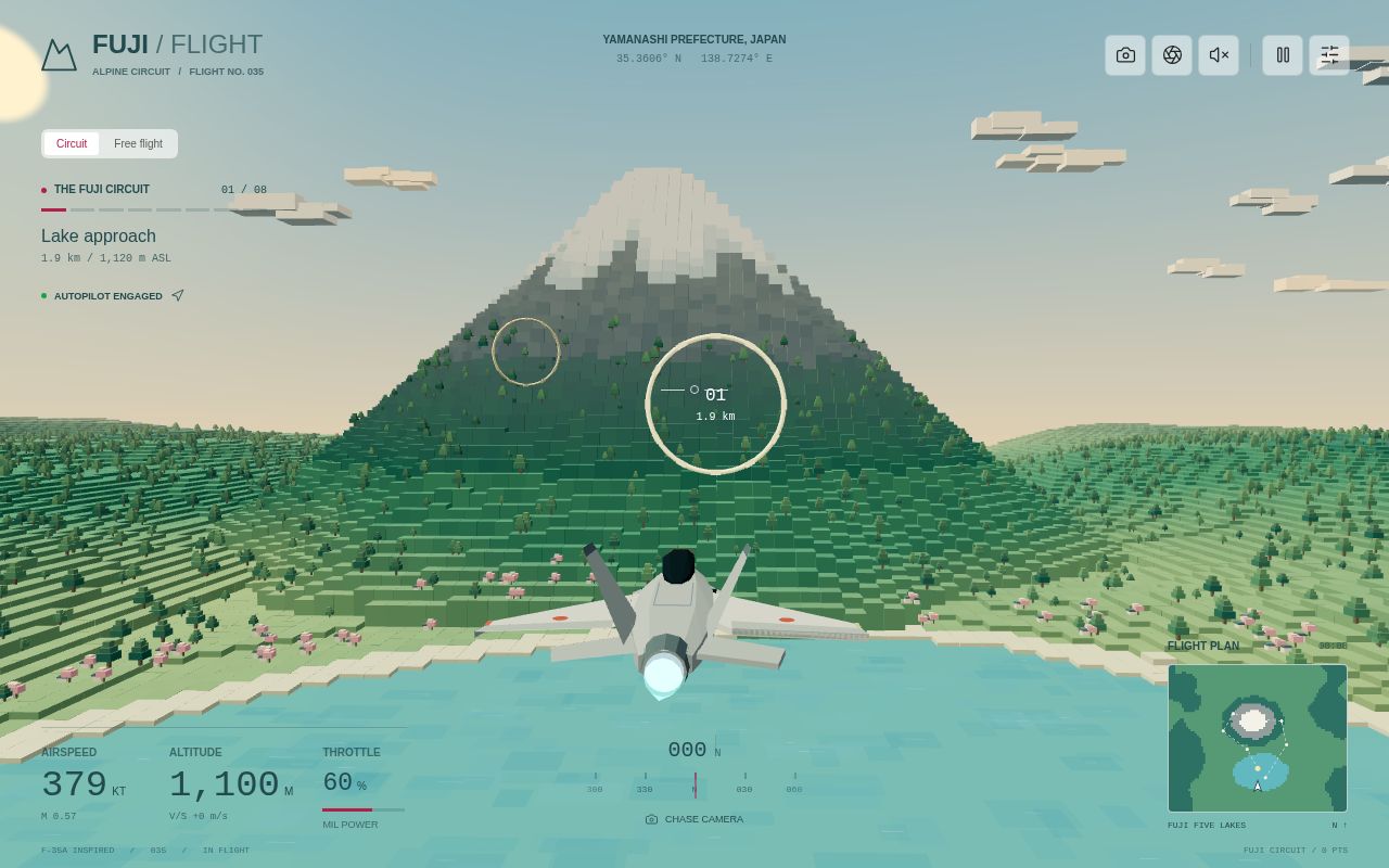 Preview of Fuji Flight: a mobile-friendly flight game built with GitHub Copilot.
