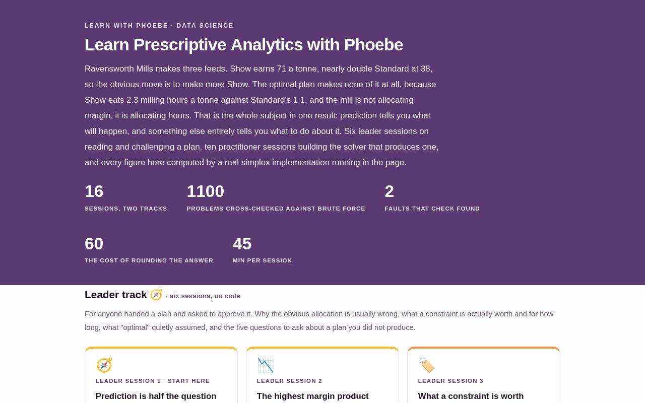 Preview of Learn Prescriptive Analytics With Phoebe