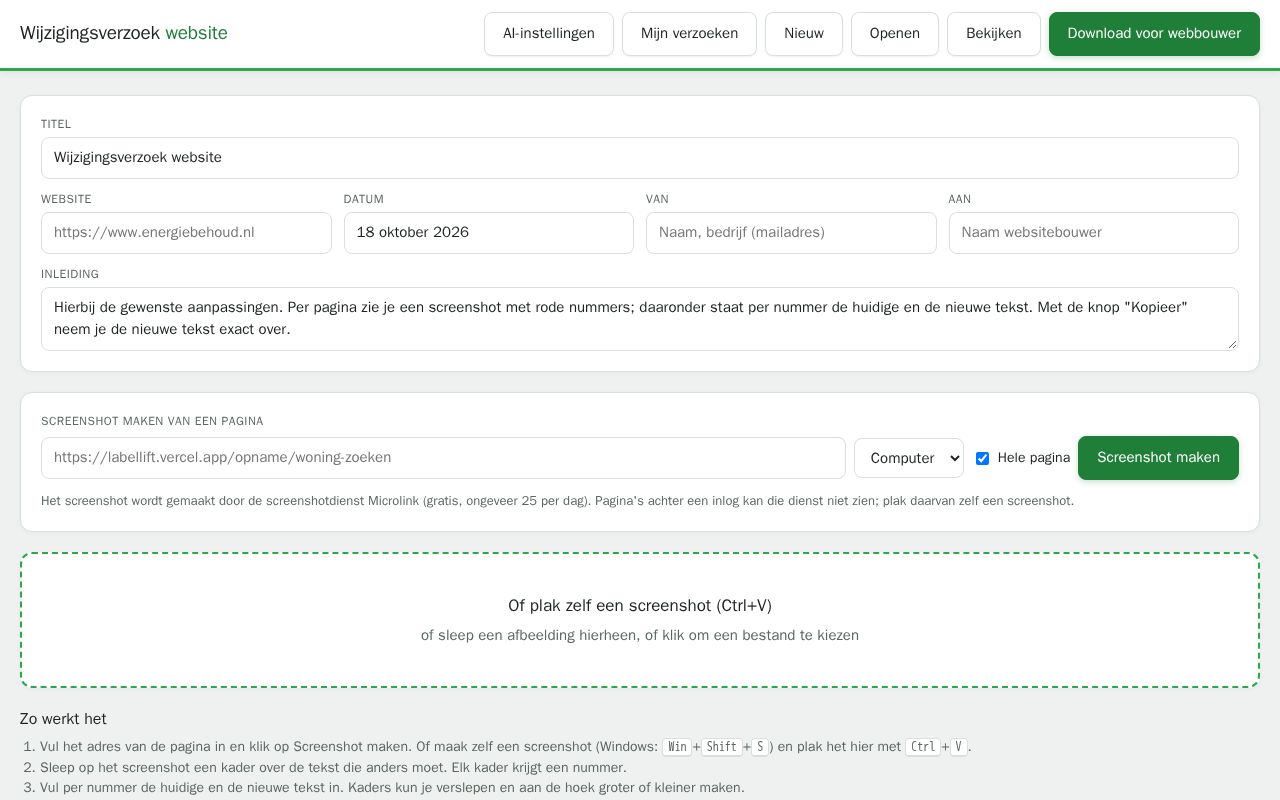 Preview of Website Wijzigingen