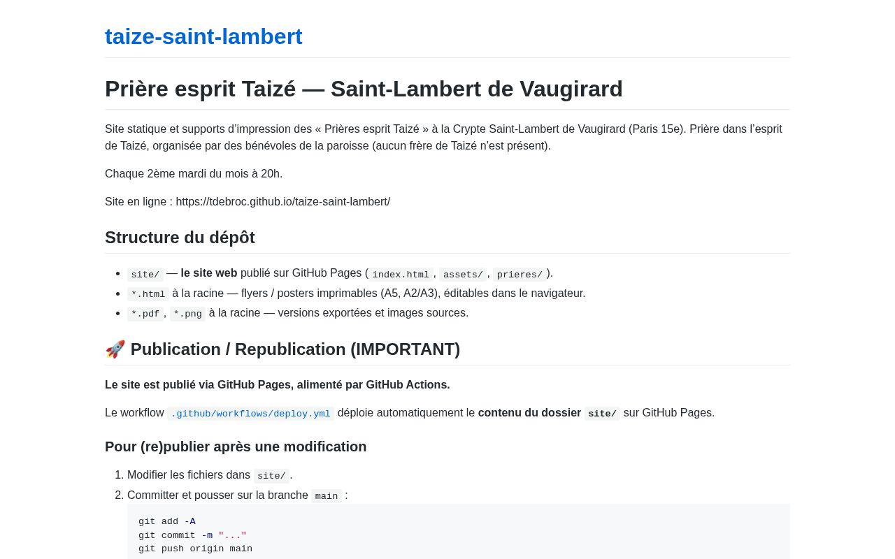 Preview of Taize Saint Lambert