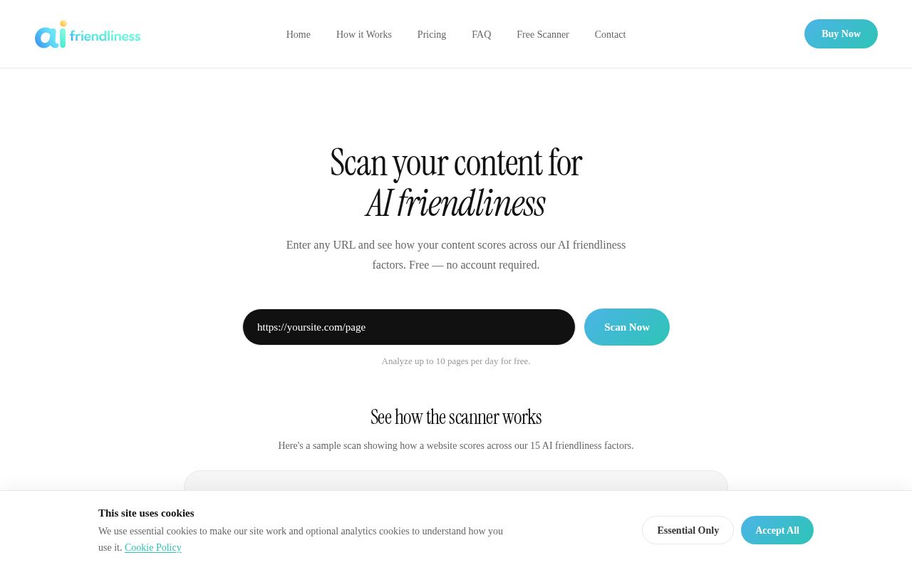 Preview of AI Friendliness Scanner