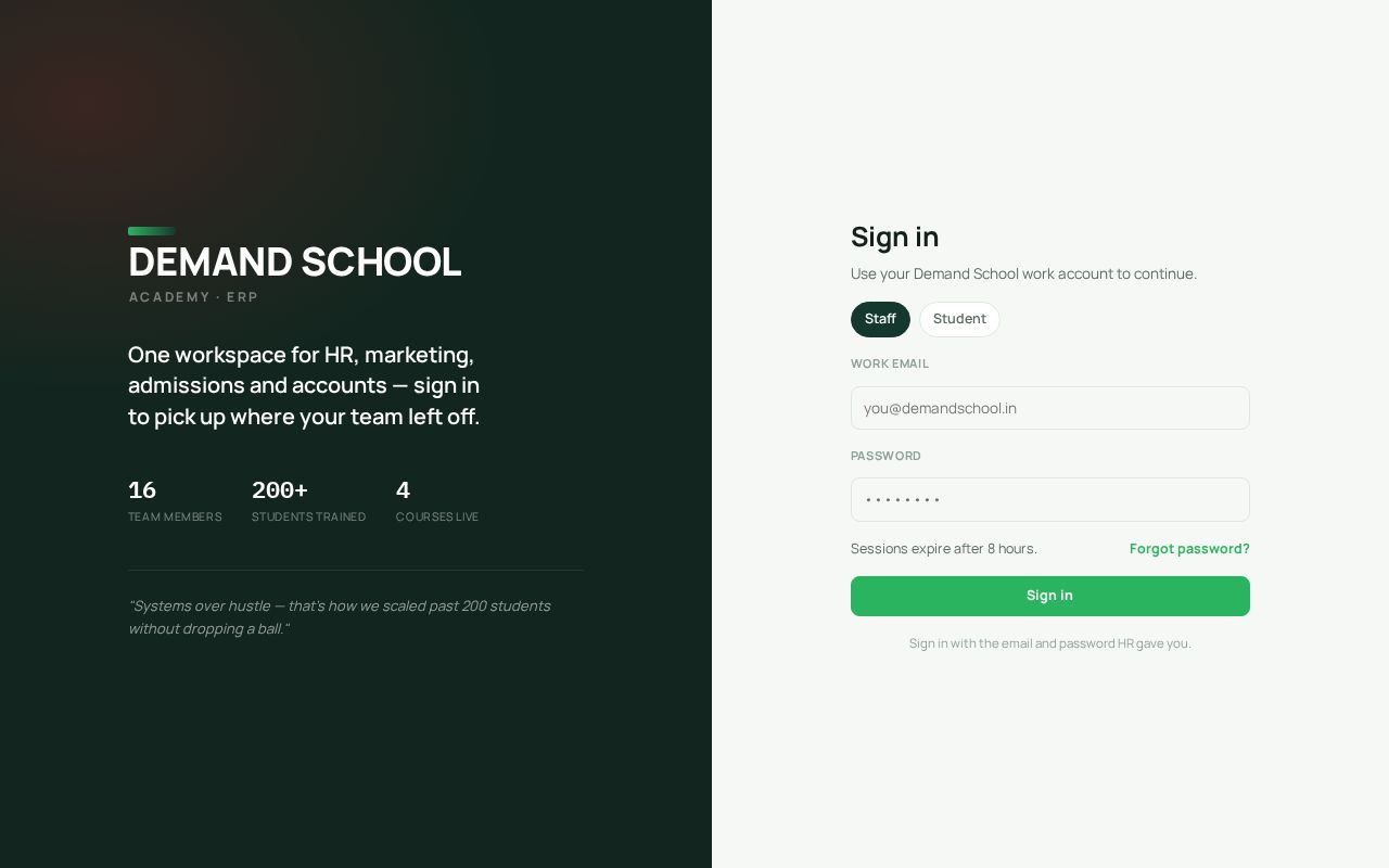 Preview of Demandschool Erp
