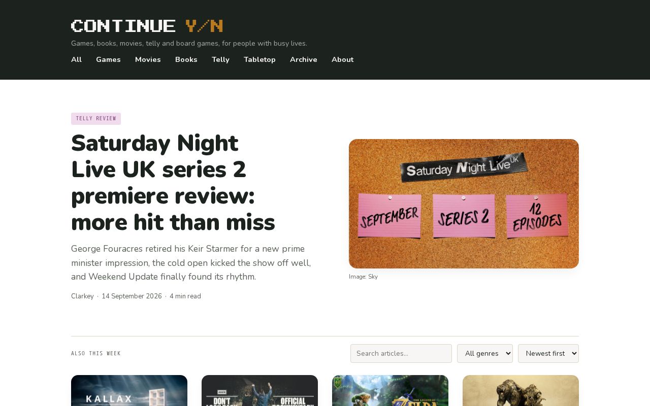 Preview of Games, books, telly and board games, for people with actual lives.