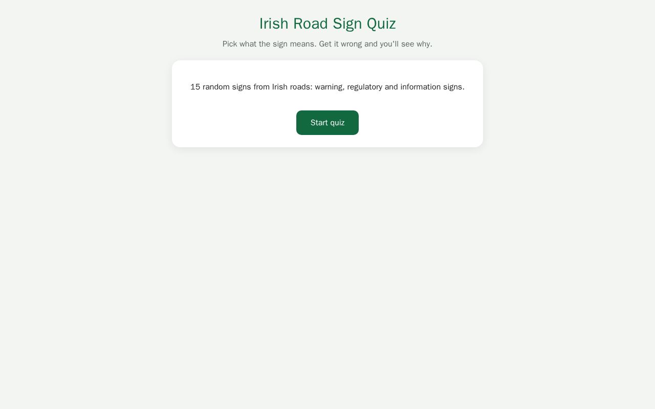 Preview of Irish Road Sign Quiz