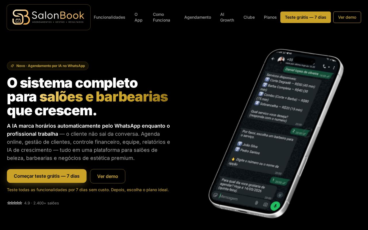 Preview of Salonbook Saas
