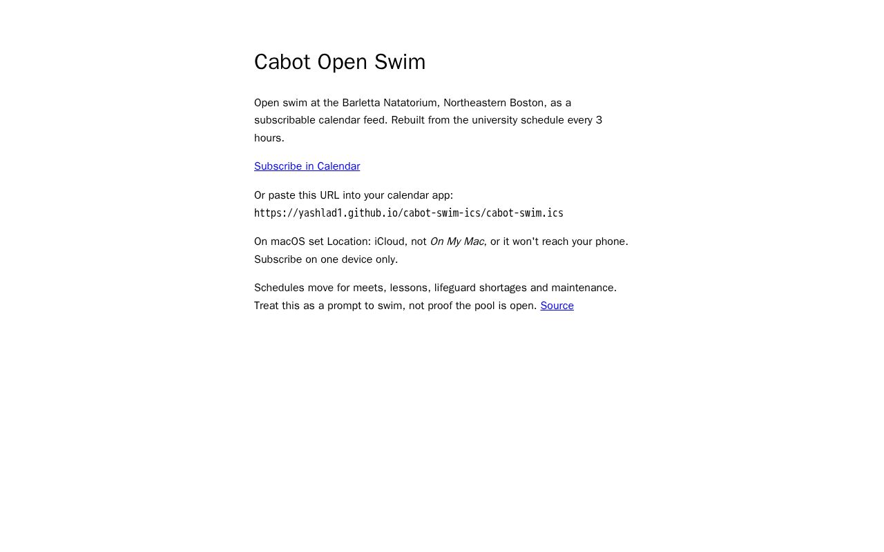 Preview of Cabot Open Swim