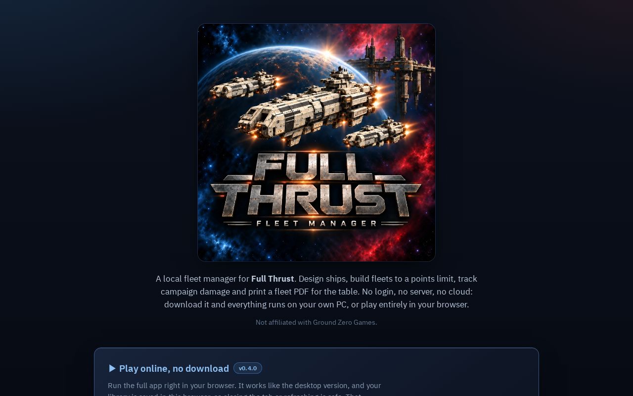 Preview of FullThrustFleetManager