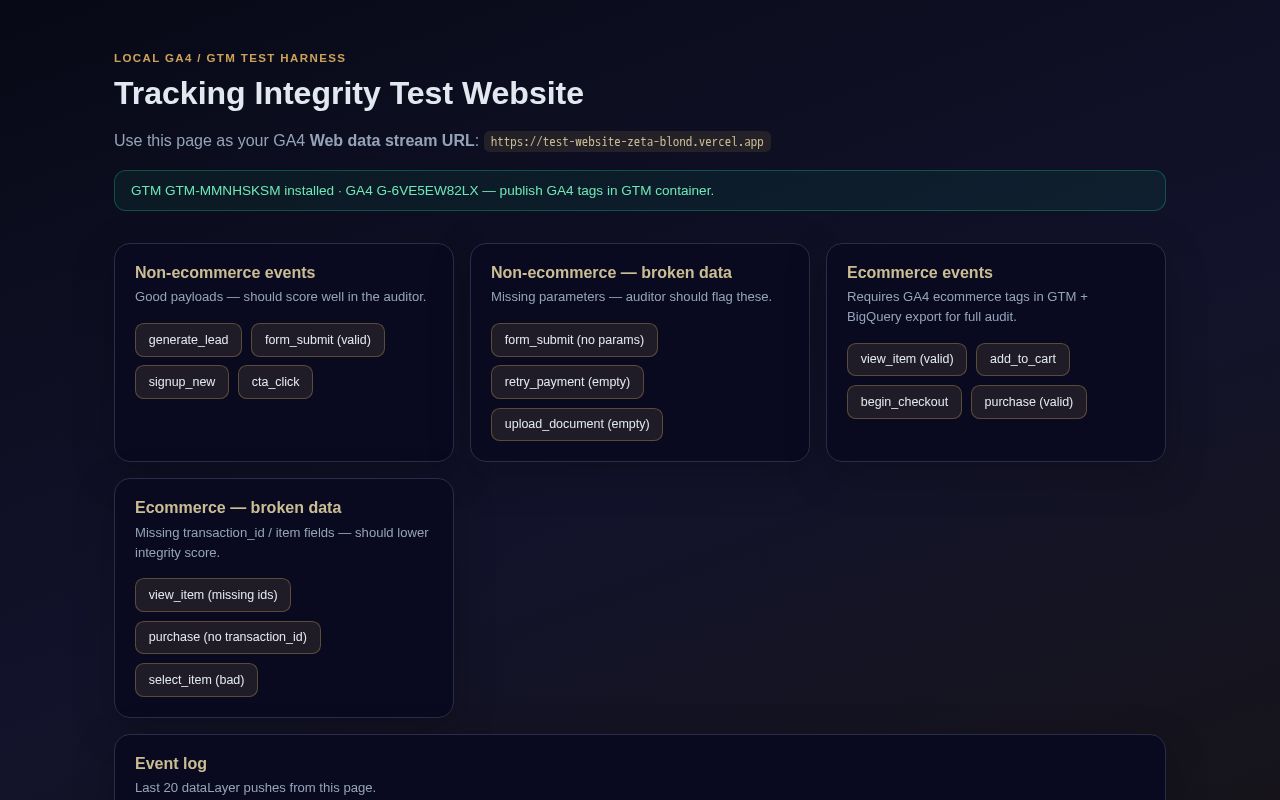 Preview of Test Website