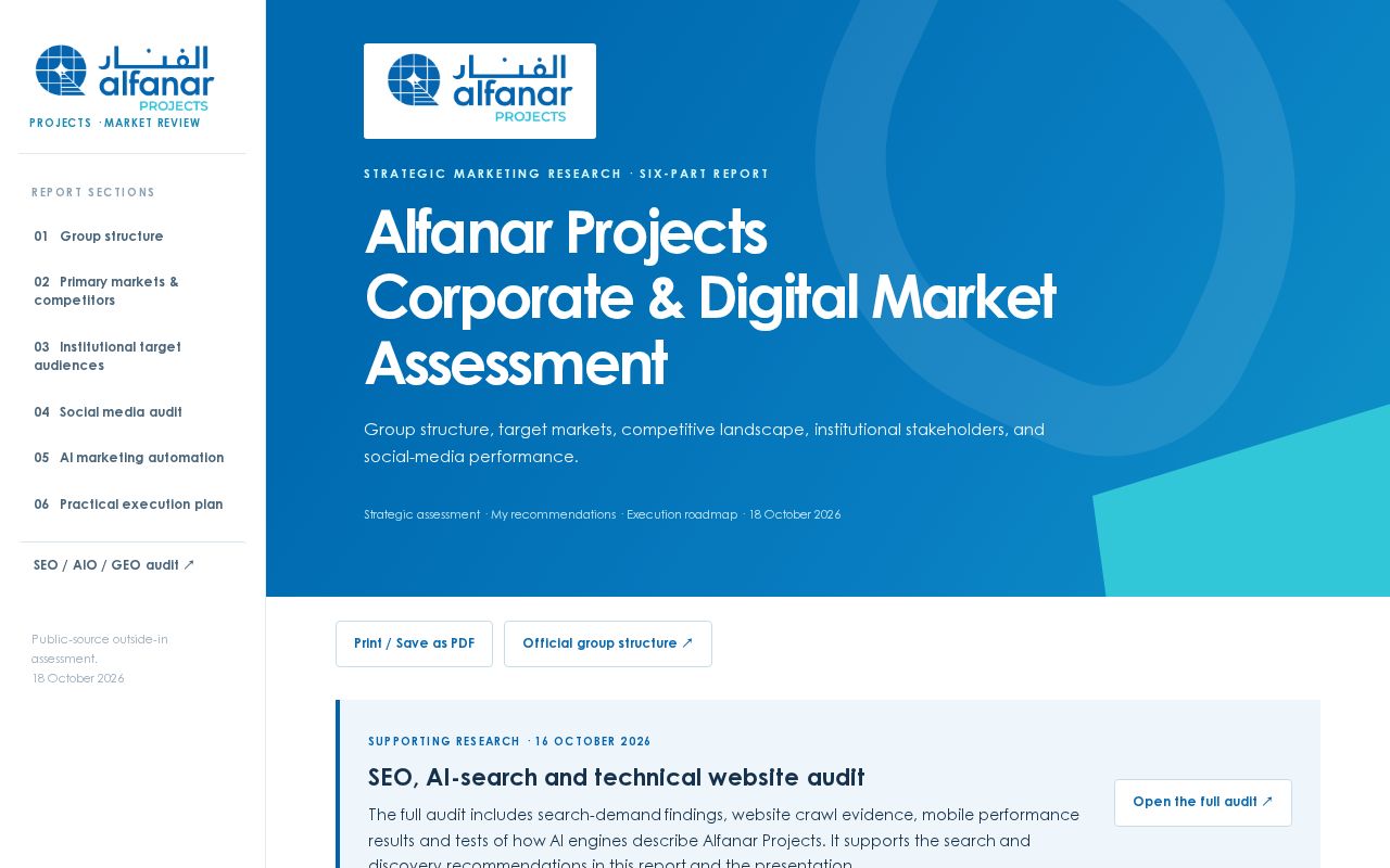 Preview of Alfanar Projects Corporate Digital Market Assessment