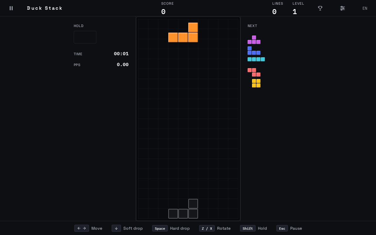 Preview of Duck Stack — Tetris on the modern Guideline, kick tables and all